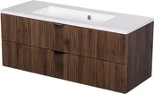 Szafki łazienkowe - Szafka łazienkowa z lamelami wisząca z umywalką 100 cm 39/2 Victa Lamello kolor orzech - miniaturka - grafika 1
