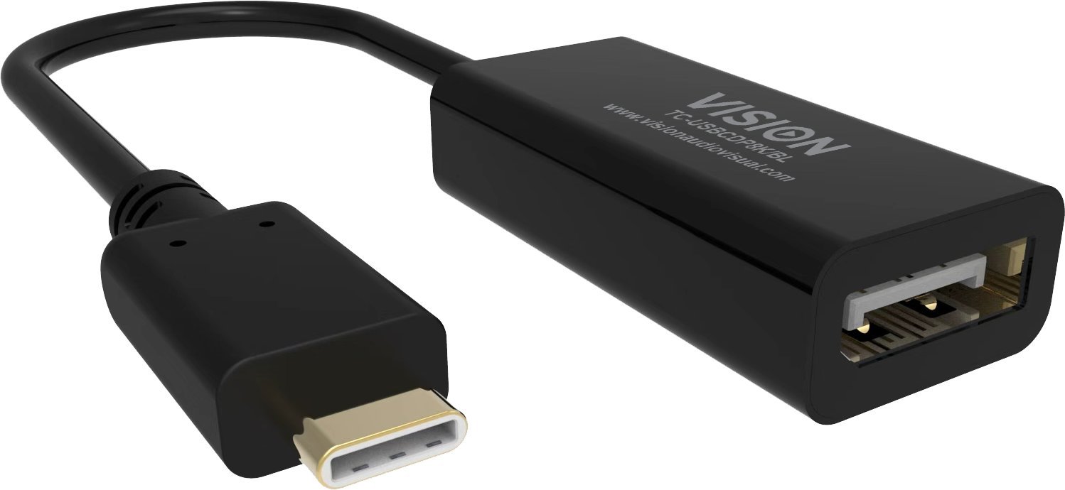 Adapter USB Vision VISION - Videoadapter - USB-C męski zu DisplayPort żeńska - 15 cm - czarny - 8K60Hz 7680 x 4320 wsparcie TC-USBCDP8K/BL