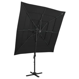 vidaXL 4-poziomowy parasol na aluminiowym słupku, czarny, 250x250 cm 313826 - Parasole ogrodowe - miniaturka - grafika 10