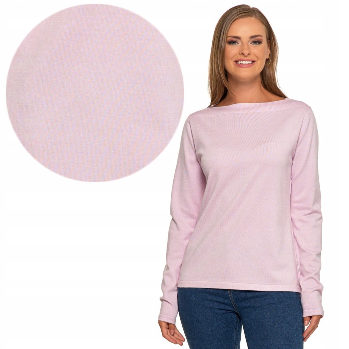 Sweter Damski Klasyczny Z Długim Rękawem W Paski Wiskoza Kobiecy Moraj Xl Pink
