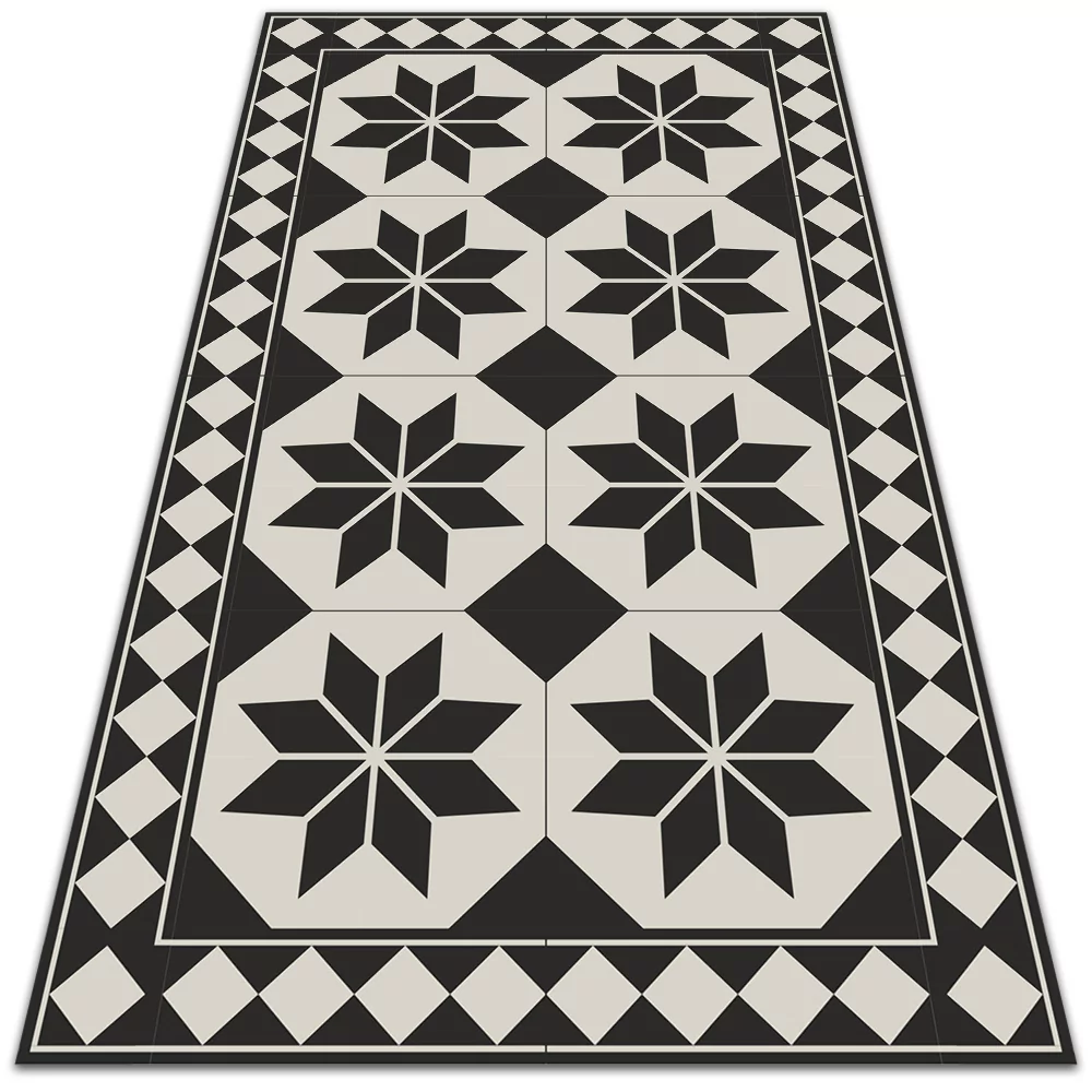 Modny dywan winylowy Czarno-białe gwiazdy 120x180 cm