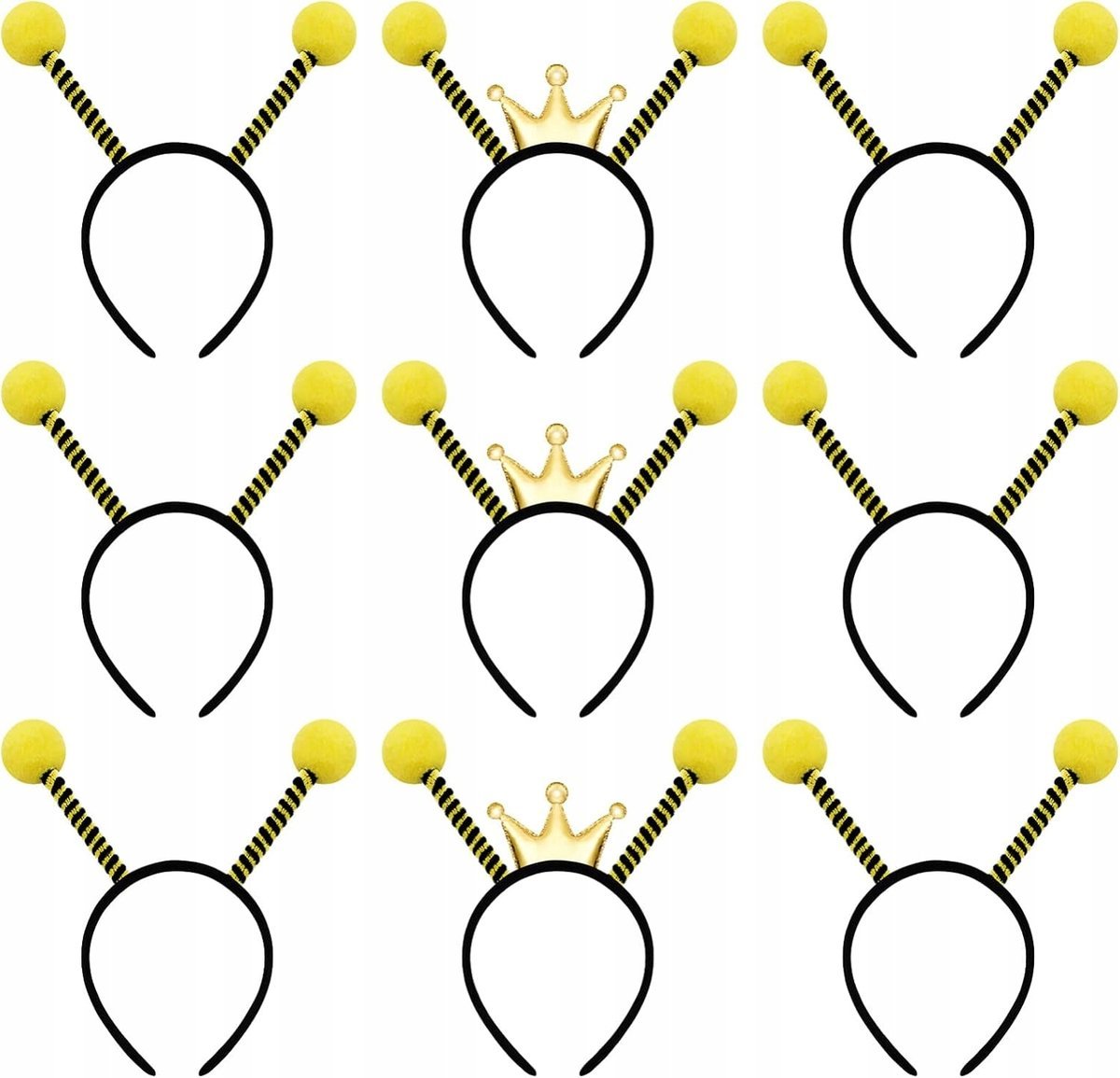 Opaski na głowę z antentami pszczół akcesoria do kostiumu 9szt.
