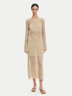 Fracomina Sukienka dzianinowa FS25SD5004K514O7 Beżowy Slim Fit - Sukienki - miniaturka - grafika 1