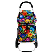 Torby i wózki na zakupy - Wózek na zakupy Folk - Wzory Łowickie - Czarny Folkstar - miniaturka - grafika 1