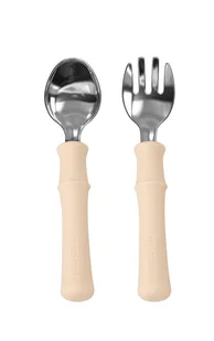 Mombella Metalowe Sztućce dla Dzieci Panda Light Brown - Sztućce dla dzieci - miniaturka - grafika 1