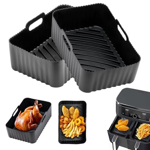 Blacha do frytkownicy powietrznej wielokrotnego użytku patelnie do frytkownicy powietrznej akcesoria frytkownica powietrzna pojemniki silikonowe podwójne koszyki akcesoria do frytkownicy powietrznej,