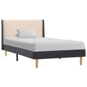 Łóżka - vidaXL Rama łóżka, kremowa, tapicerowana tkaniną, 100 x 200 cm - miniaturka - grafika 1
