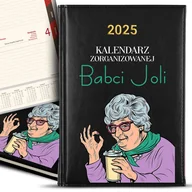 Notesy i bloczki - KALENDARZ A5 2025 Czarny Prezent Na DZIEŃ BABCI I DZIADKA Urodziny Imię Wz - miniaturka - grafika 1