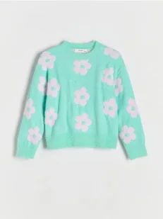 Reserved - Sweter w kwiaty - wielobarwny - Swetry dla dziewczynek - miniaturka - grafika 1
