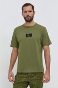 Piżamy męskie - Calvin Klein Underwear t-shirt piżamowy bawełniany kolor zielony z nadrukiem - miniaturka - grafika 1