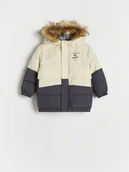 Kurtki i płaszcze dla chłopców - Reserved - Ocieplana kurtka z kapturem - kremowy - miniaturka - grafika 1