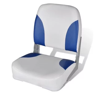 vidaXL VidaXL Składany fotel na łódź biało-niebieski z poduszką 56x43x48 cm 90419 - Pontony - miniaturka - grafika 1