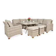 Meble ogrodowe - Narożnik z technorattanu TOLEDO DINING Beige - miniaturka - grafika 1