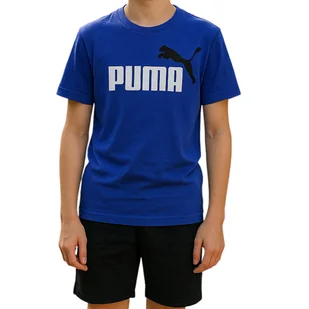 Koszulka t-shirt dziecięca dla chłopca bawełna granatowa logo PUMA - Odzież sportowa dziecięca - miniaturka - grafika 1