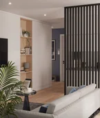 Panele ścienne i boazeria - 275x3x7 cm LD Lamele wolnostojące (czarny mat) - Lamele działowe ażurowe - miniaturka - grafika 1