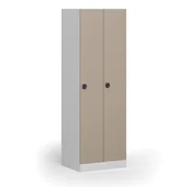 Szafki biurowe - Szafka ubraniowa metalowa, 2-drzwiowa, 1850 x 600 x 500 mm, zamek elektroniczny na kod, drzwi beżowe - miniaturka - grafika 1