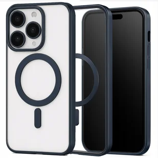 Etui do Apple iPhone 15 Pro Do Magsafe, Granatowe, Metal, Clear Szkło - Etui i futerały do telefonów - miniaturka - grafika 1