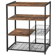 Szafki kuchenne - Regał, szafka do kuchni, 80x35x95 cm, ciemny brąz, czarny, mat - miniaturka - grafika 1