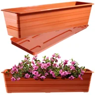 Donice - Doniczka balkonowa Cati 60 cm + podstawka 60 cm, terrakota - miniaturka - grafika 1