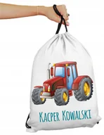 Plecaki worki - Worek Plecak na buty kapcie do przedszkola szkoły Traktor czerwony Imię - miniaturka - grafika 1