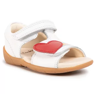 Buty dla dziewczynek - Sandały Clarks - Zora Rain T 261505336 White Leather - grafika 1