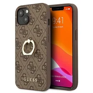 Etui i futerały do telefonów - Guess 4G Ring Case - Etui iPhone 13 mini brązowy GUHCP13S4GMRBR - miniaturka - grafika 1