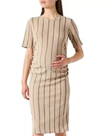 Sukienki - Supermom Damska sukienka z krótkim rękawem w paski, Oxford Tan - P875, 34 PL - miniaturka - grafika 1
