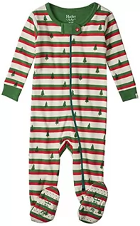 Skarpetki damskie - Hatley Świąteczne światła cukierkowe paski i sosny rodzinna piżama zestaw, Pines wakacyjne — stopki dla niemowląt, 12-18 Miesiące - grafika 1