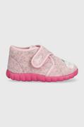 Buty dla dziewczynek - Geox kapcie dziecięce kolor różowy - miniaturka - grafika 1