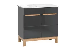 Comad Szafka z umywalką 80 cm Bali szary połysk Bali Szary 821 + CFP 80D - Szafki łazienkowe - miniaturka - grafika 1