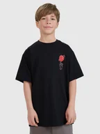 Koszulki dla chłopców - 4F T-shirt oversize z nadrukiem chłopięcy - czarny 122 (6-7 lat) - miniaturka - grafika 1