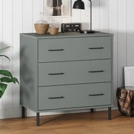 Komody - vidaXL Komoda OSLO z 3 szufladami, szara, 77x40x79,5 cm, lite drewno - miniaturka - grafika 1