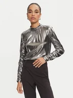 Bluzki damskie - Karen by Simonsen Bluzka Regitze 10105118 Srebrny Slim Fit - miniaturka - grafika 1