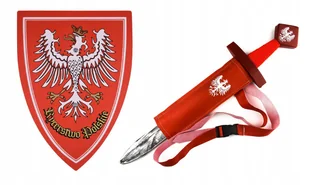 Zestaw Miecz Drewniany Pochwa Tarcza Strój Rycerz Przebranie Dla Dziecka - Stroje karnawałowe - miniaturka - grafika 1