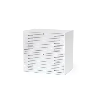 Metalowa szafka na rysunki SKETCH, model podwójny, A1, blat stalowy, biały - Szafki biurowe - miniaturka - grafika 1