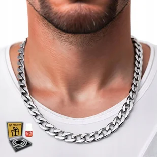 SREBRNY Łańcuszek Męski Naszyjnik Pancerka Dla Mężczyzny Chłopaka GRUBY - Łańcuszki - miniaturka - grafika 1