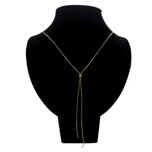 Krawatka z ruchomą kuleczką 92cm - Pozłacana stal chirurgiczna - Naszyjniki - miniaturka - grafika 1