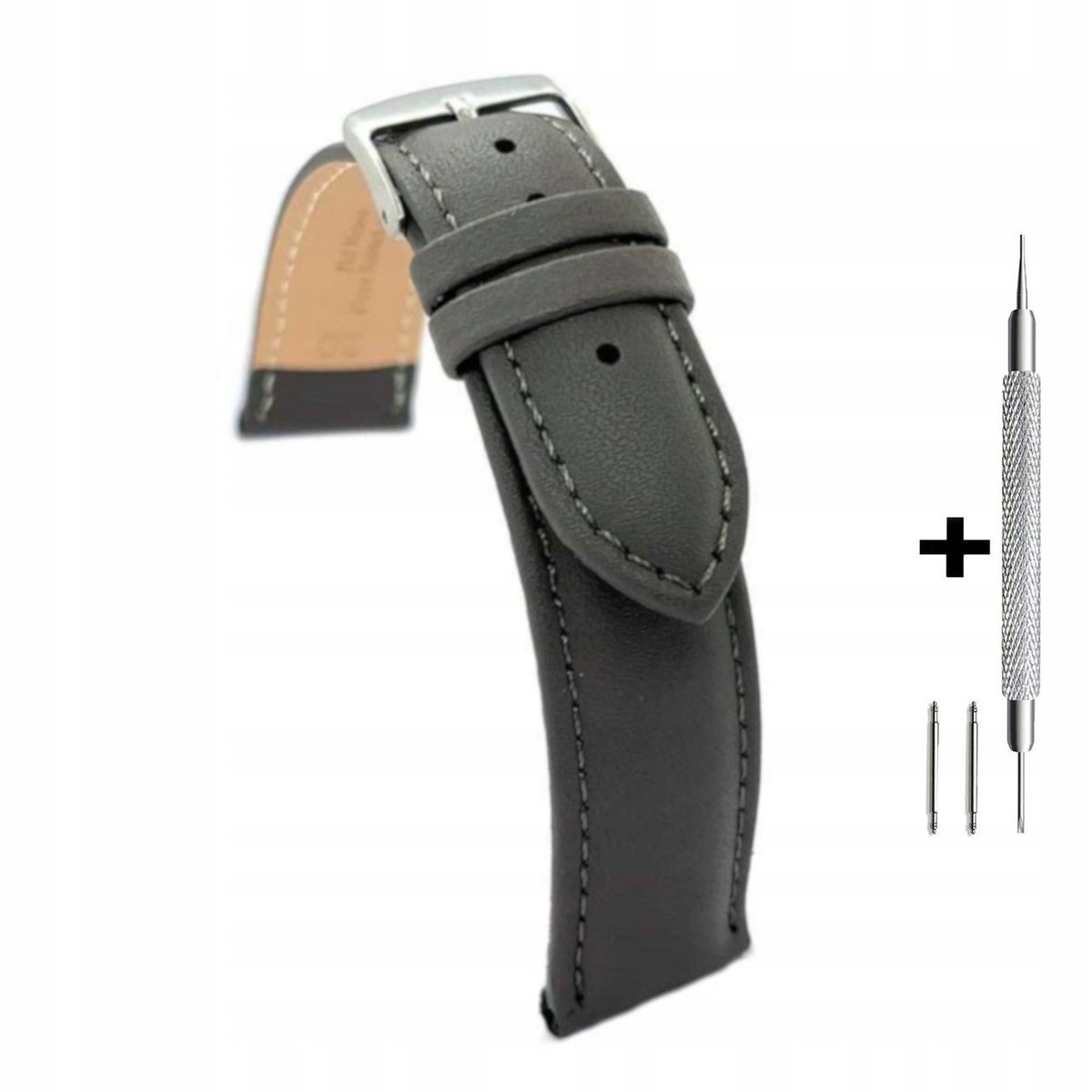 Szary pasek 24 mm skórzany DILOY 302.24.7 + dwa teleskopy i narzędzie