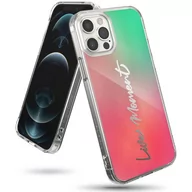 Etui i futerały do telefonów - Ringke Fusion Design pancerne etui pokrowiec z żelową ramką iPhone 12 Pro Max różowo-zielony (GNAP0028) - miniaturka - grafika 1