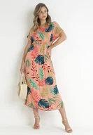 Sukienki - Różowa Sukienka Maxi z Wiskozy w Kwiaty Jannatta - miniaturka - grafika 1