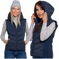 Kamizelki damskie - Kamizelka Damska Krótka Pikowana z Kapturem Puchowa Bezrękawnik MORAJ 2XL - miniaturka - grafika 1