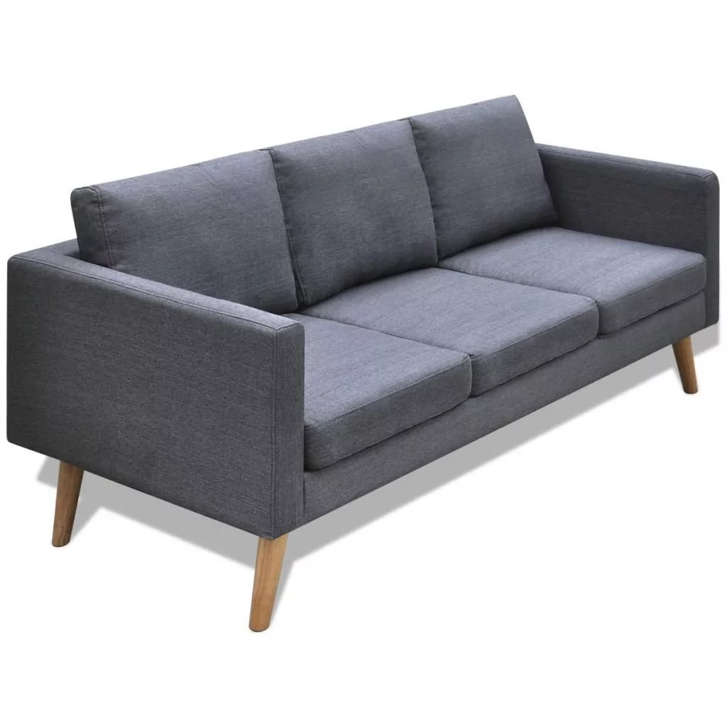 vidaXL Ciemno szara 3 osobowa, materiałowa sofa