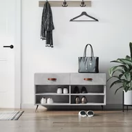 Wieszaki i stojaki - vidaXL Ławka z miejscem na buty, szarość betonu, 102x35x55 cm - miniaturka - grafika 1
