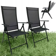 Fotele i krzesła ogrodowe - 2SZT MOCNE SKŁADANE KRZESŁO OGRODOWE REGULOWANE TARAS BORNEO 2X CZARNE - miniaturka - grafika 1