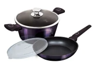 Zestawy garnków i patelni - Fioletowy garnek i patelnia z pokrywką E1-B83 - miniaturka - grafika 1