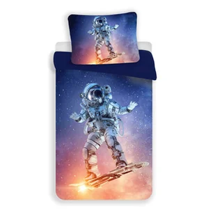 Pościel z mikrofibry 140x200 Astronauta niebieska kolorowa poszewka 70x90 - Pościel - miniaturka - grafika 1