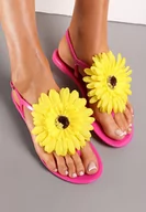 Sandały damskie - Różowe Sandały Japonki z Kwiatem Tristiva - miniaturka - grafika 1