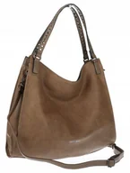 Torebki damskie - Torebka Damska Shopper worek modna duża torba A4 na Ramię 6867 Brązowa - miniaturka - grafika 1