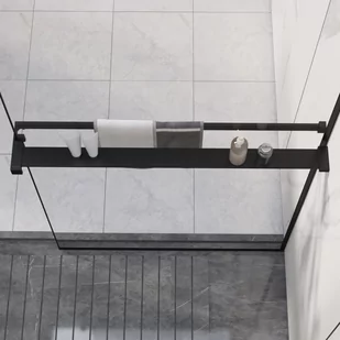 VIDAXL Półka ścienna do prysznica typu walk-in, czarna, 80 cm - Kabiny prysznicowe - miniaturka - grafika 1