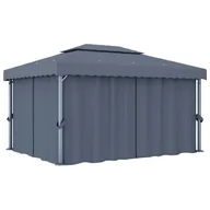 Altany ogrodowe - vidaXL Altana ogrodowa z zasłonami, 4 x 3 m, antracytowa, aluminium - miniaturka - grafika 1